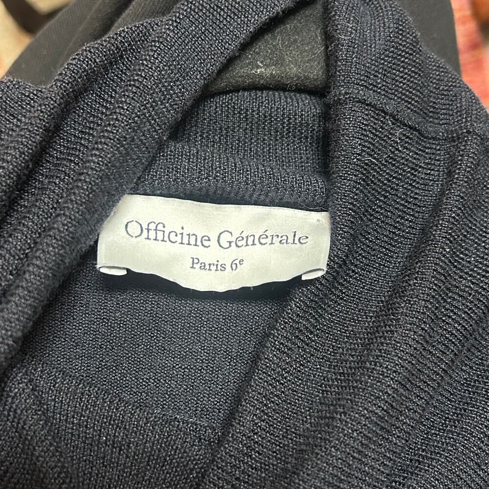 Officine Generale LongSleeved Navy Blue Wool&Silk Blend Turtleneck Sweater Sz XL - Picture 4 of 6